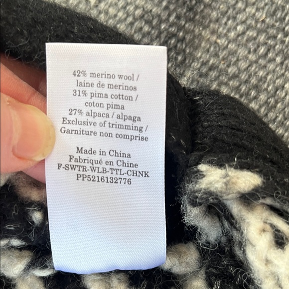 Everlane Black and White Striped Turtleneck Sweater, wool, alpaca, cotton - Picture 3 of 6